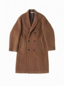 BEAVER CLOTH DOUBLE BREASTED COAT/SIENNA